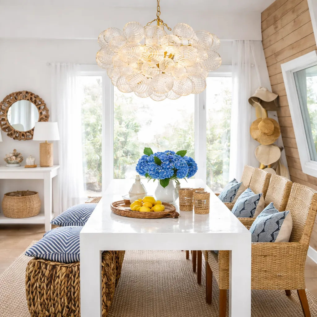 Ribbed Glass Bubble Chandelier Light