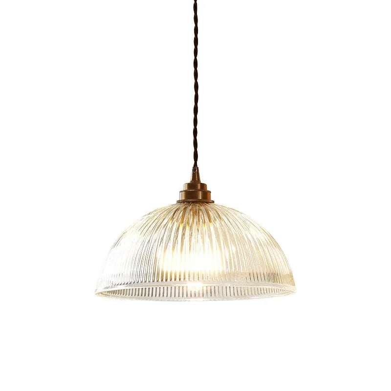 Rivelle Ribbed Glass Dome Pendant Light