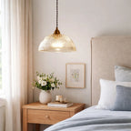 Rivelle Ribbed Glass Dome Pendant Light