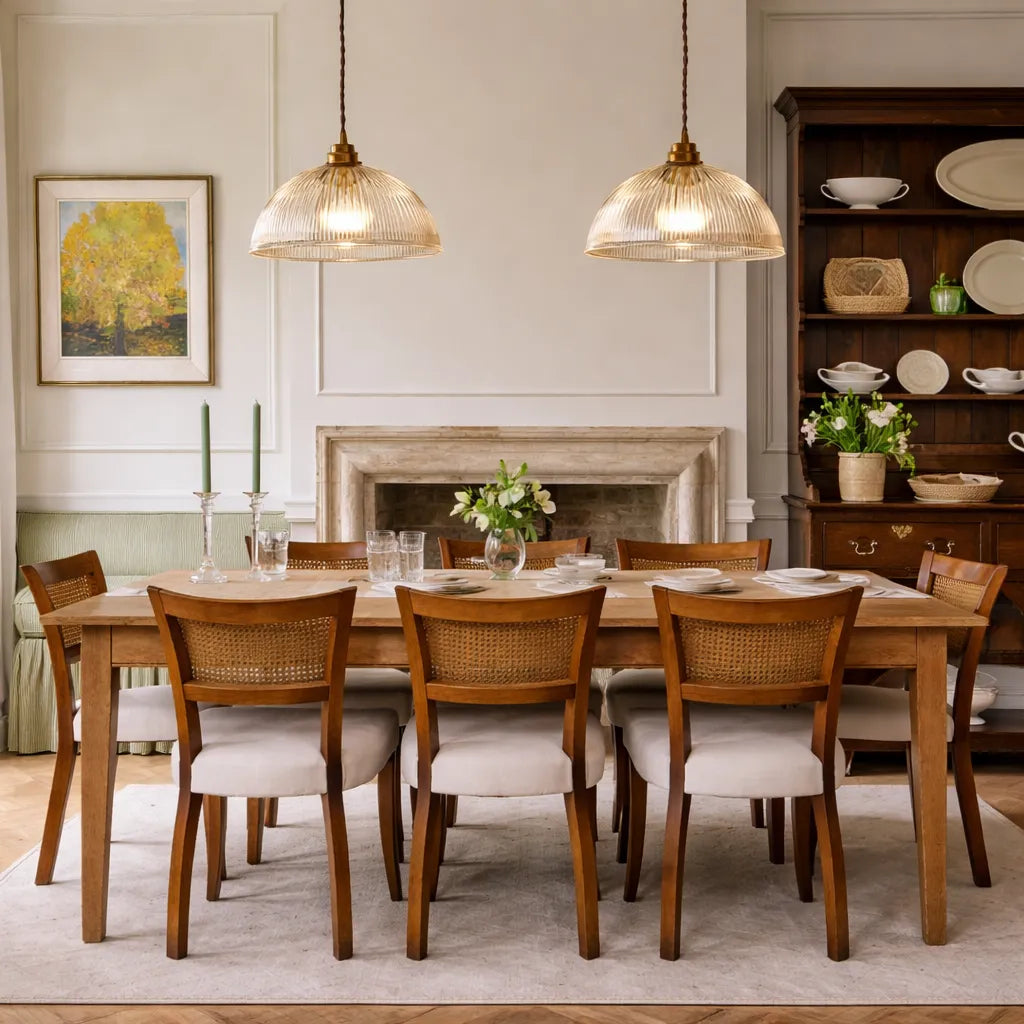 Rivelle Ribbed Glass Dome Pendant Light