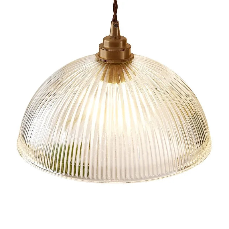 Rivelle Ribbed Glass Dome Pendant Light