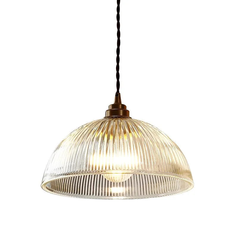 Rivelle Ribbed Glass Dome Pendant Light