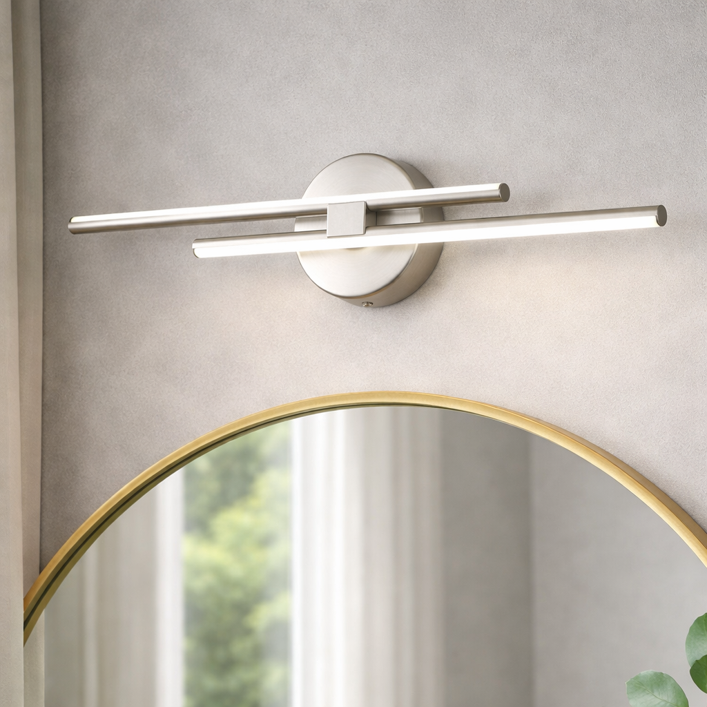Dual-Bar Linear Striped Led Vanity Light In Cool Light
