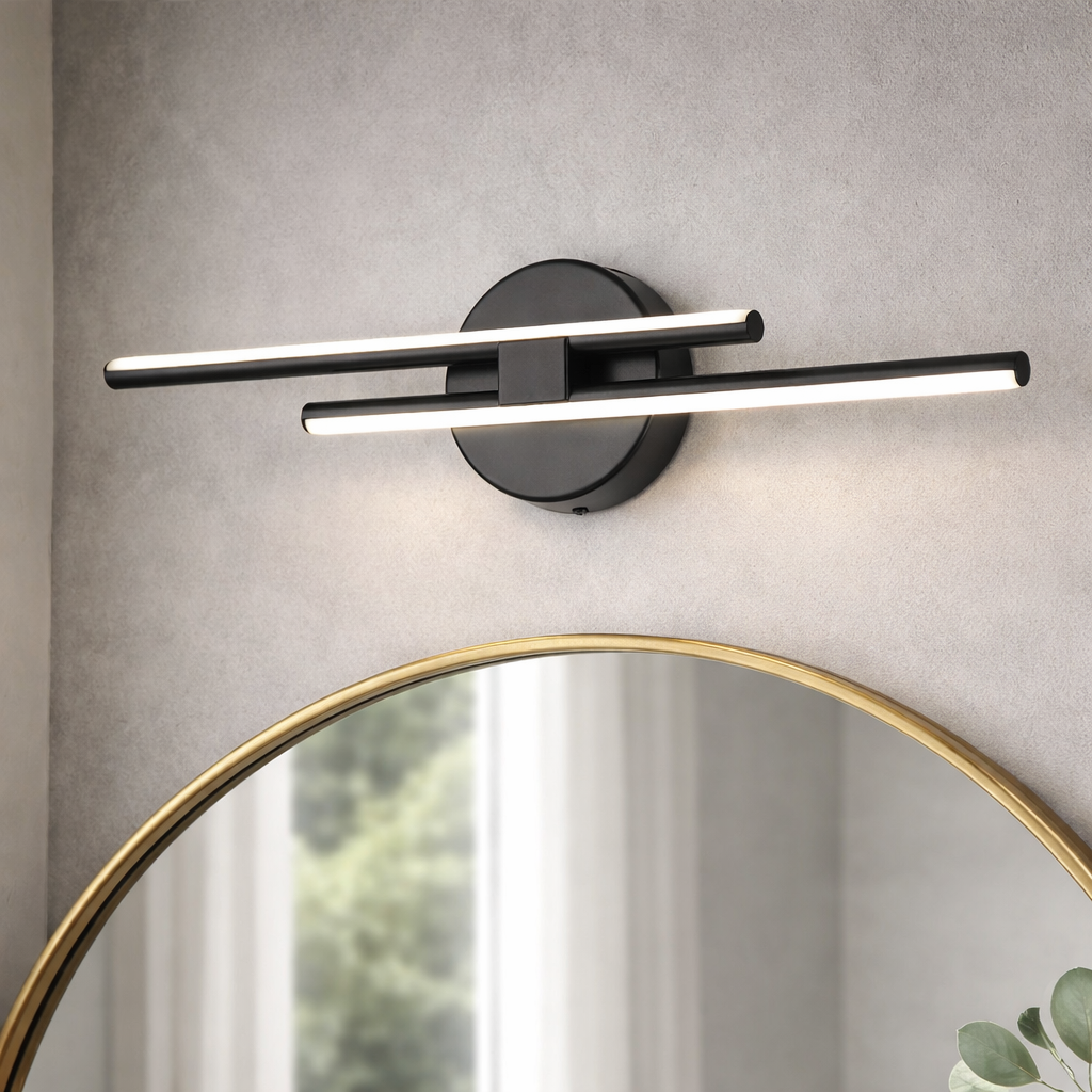Dual-Bar Linear Striped Led Vanity Light In Cool Light