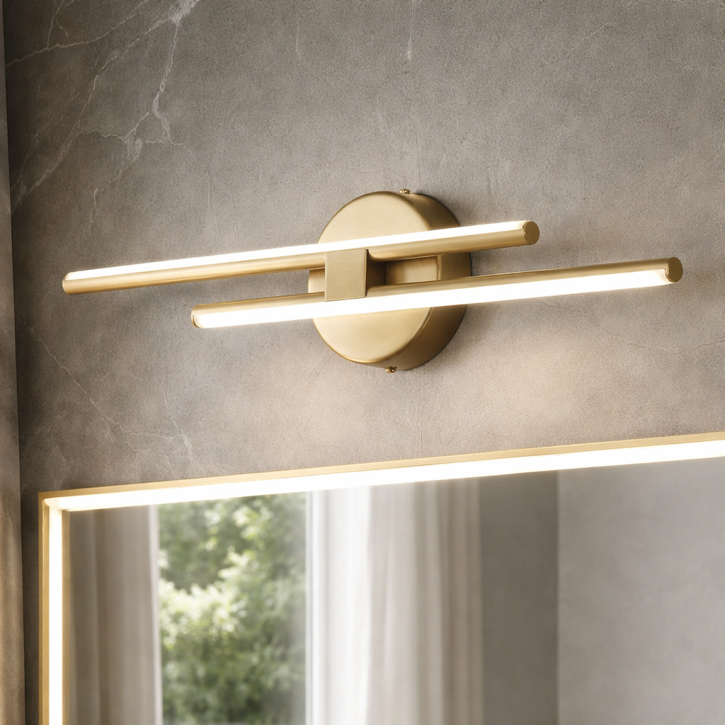 Dual-Bar Linear Striped Led Vanity Light In Cool Light