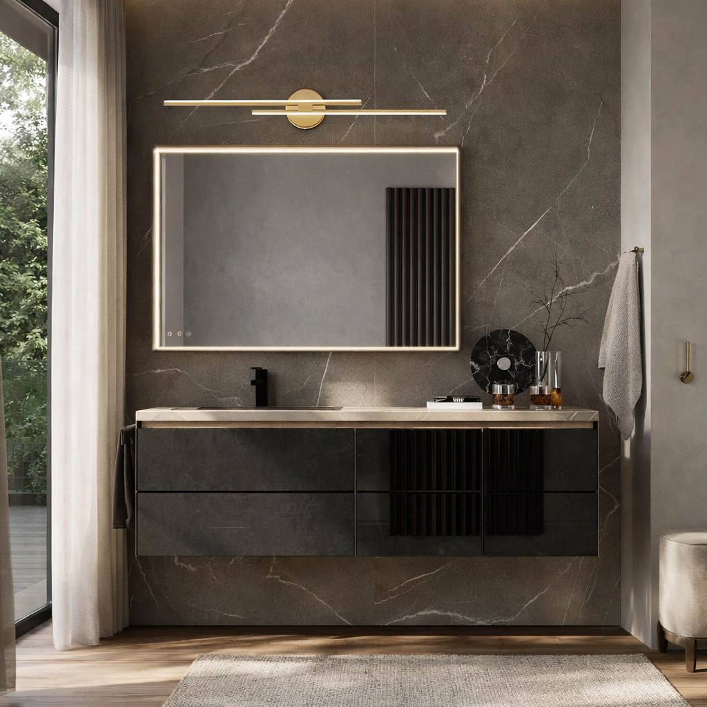 Dual-Bar Linear Striped Led Vanity Light In Cool Light