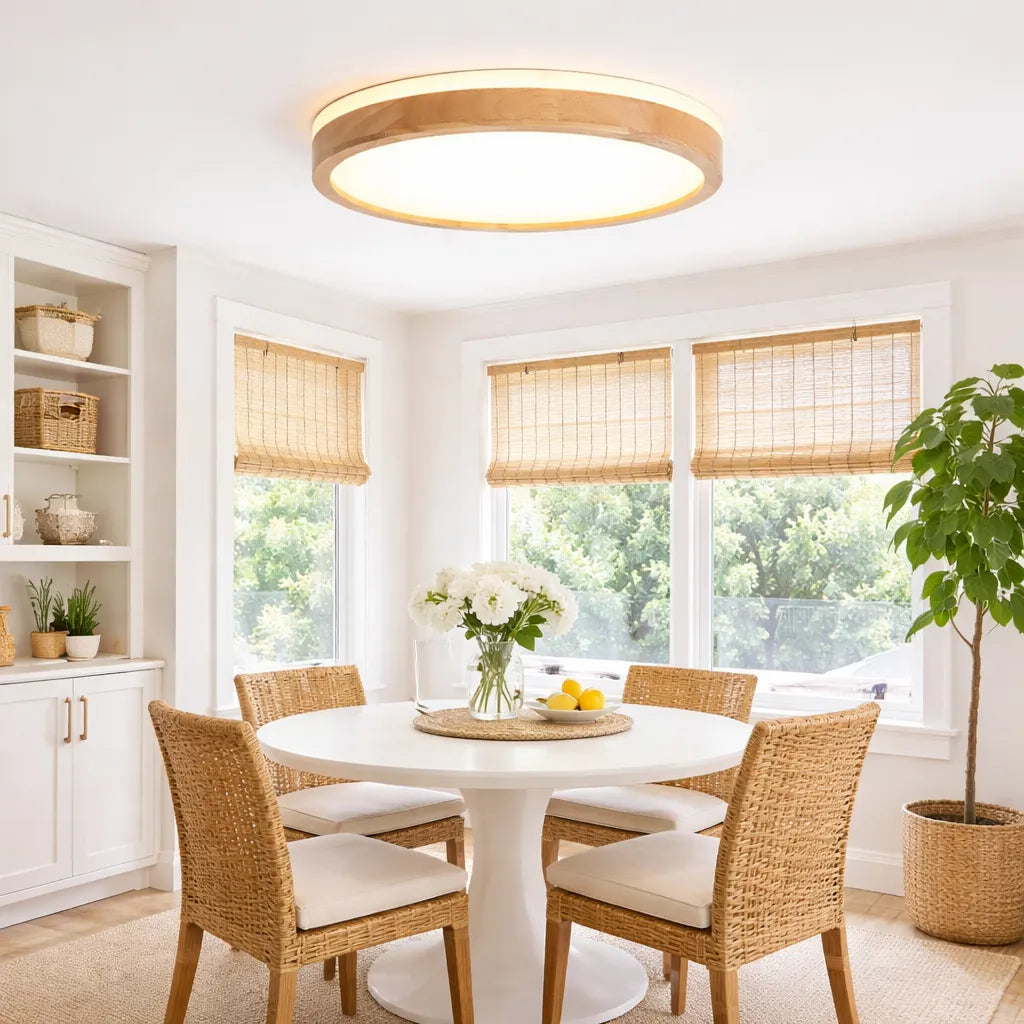 Valen Dimmable LED Flush Mount Ceiling Light with Wood Frame